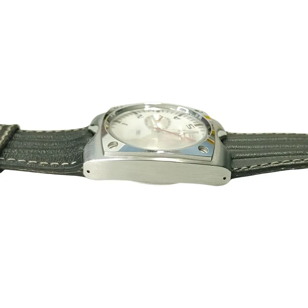 Adidas 10-5005 VS Multifunction Watch Silver White Dial Black Leather Band